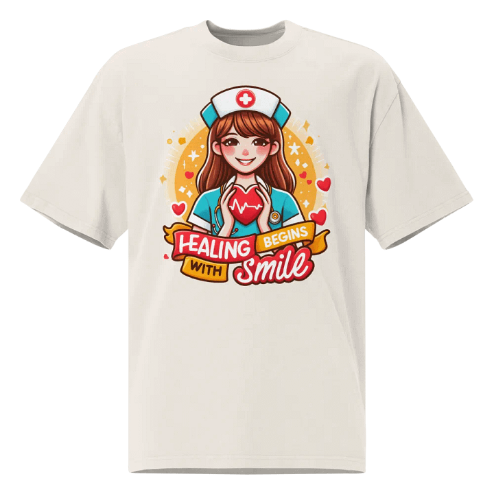 Smiling Nurse Heartbeat Oversized Tee product image (3)