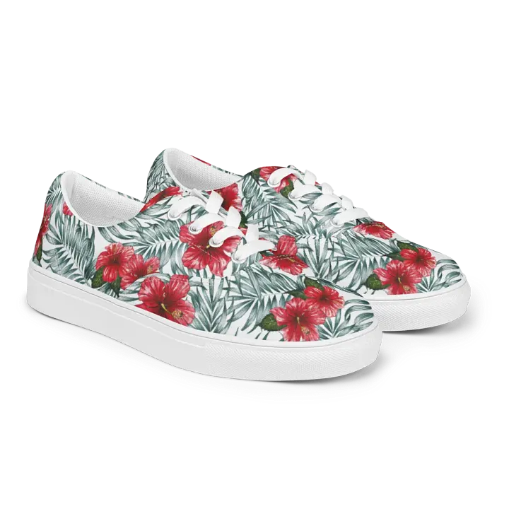 Hibiscus Leaf Design | Men's Lace-Up Canvas Shoes product image (2)