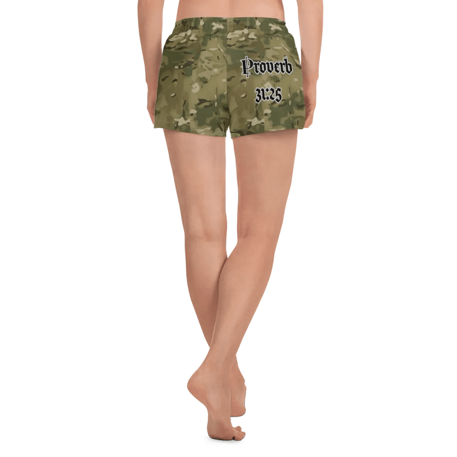 Faithful Camo: Proverb 3:25 Motion Women's Athletic Shorts - Multicam product image (4)