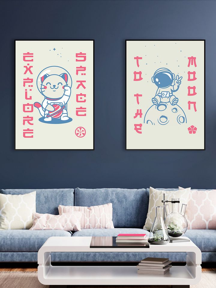 Anime poster: Explore space, cat astronaut — vaporwave poster, sport/space poster, manga art print, Japanese space wall art, Japan poster product image (2)
