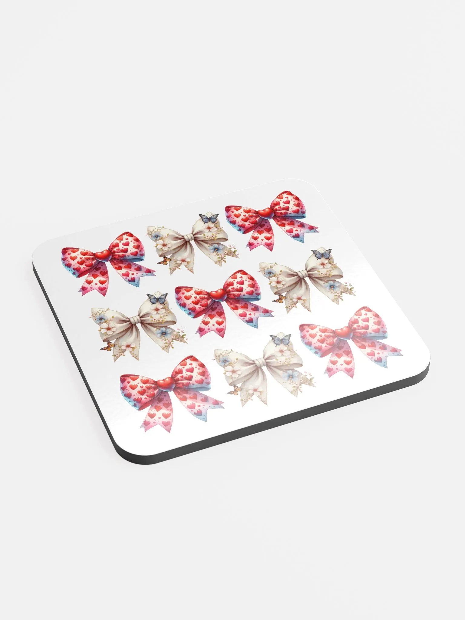 Spring Bows Heart Festive Grid Cork Coaster product image (3)