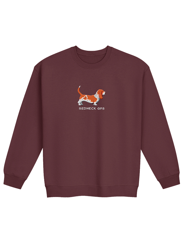 Redneck GPS Sweatshirt (Embroidered) of a Basset Hound(Red) product image (5)
