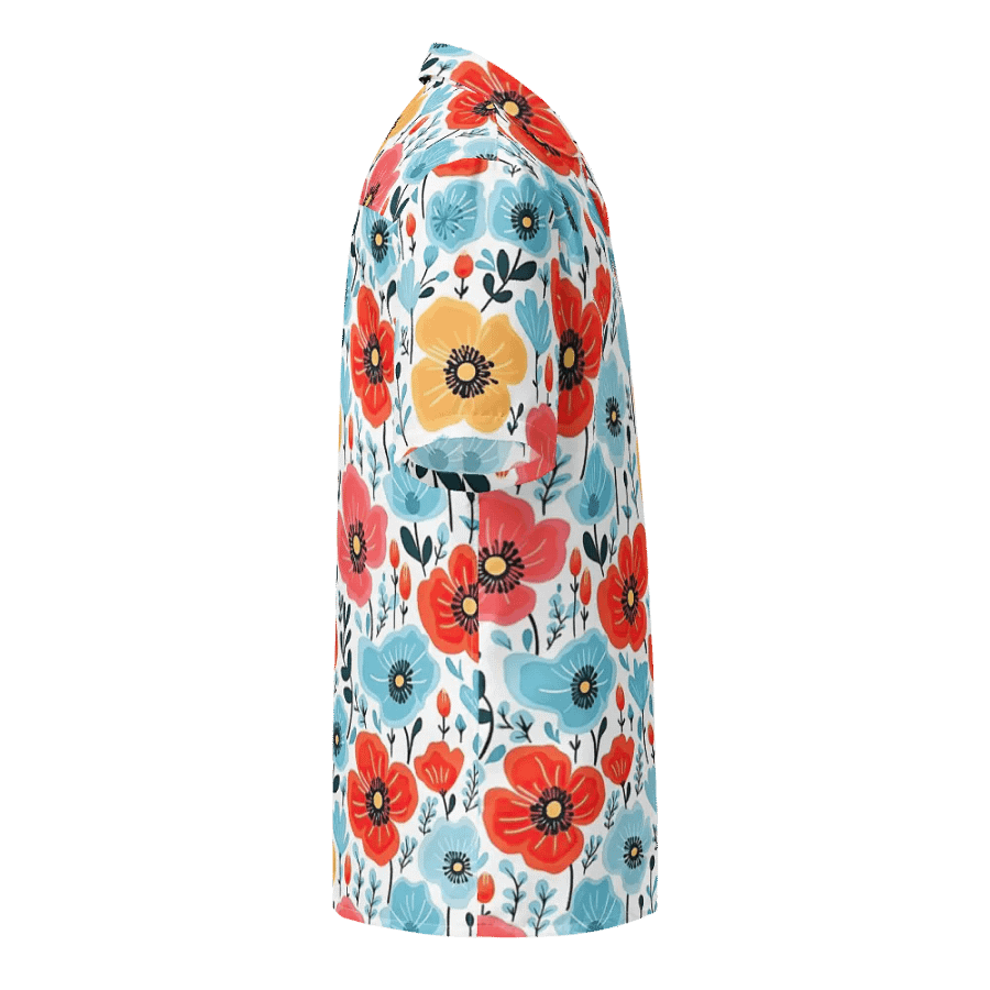 Retro Poppies Blue Red Hawaiian Shirt product image (10)