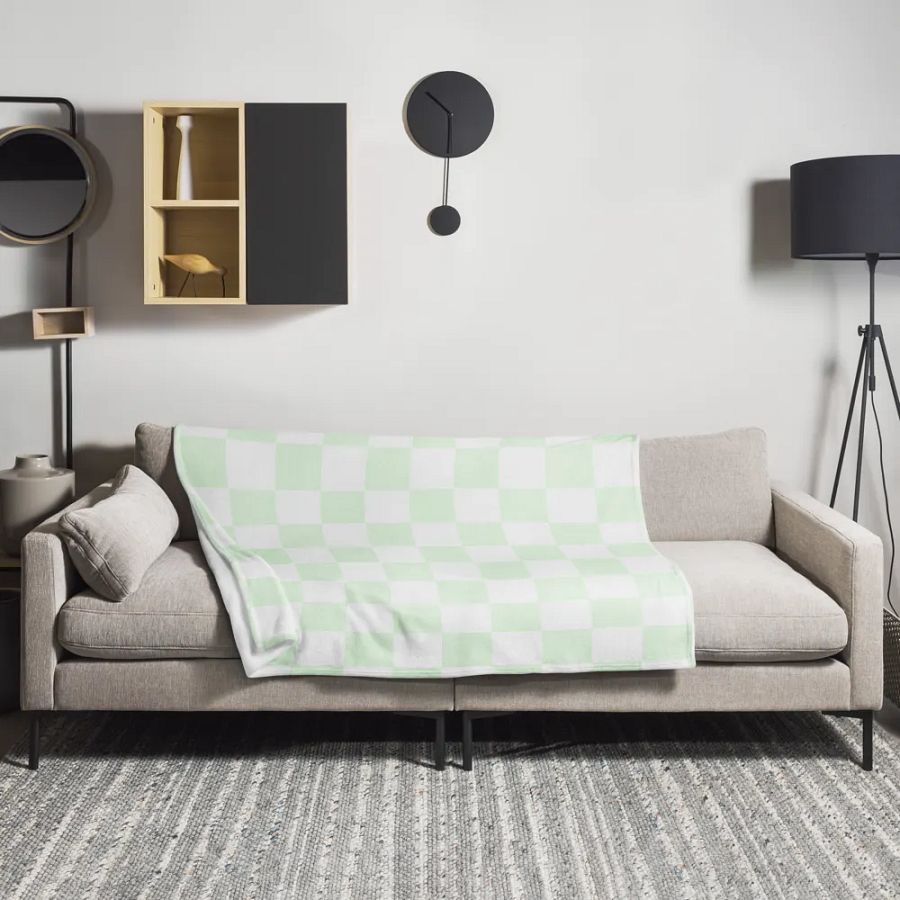 Squares White and Limegreen/Throw Blanket by Allcolor product image (3)