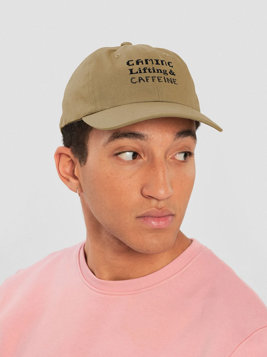 Gaming, Lifting & Caffeine Dad Hat - Black Lettering product image (6)