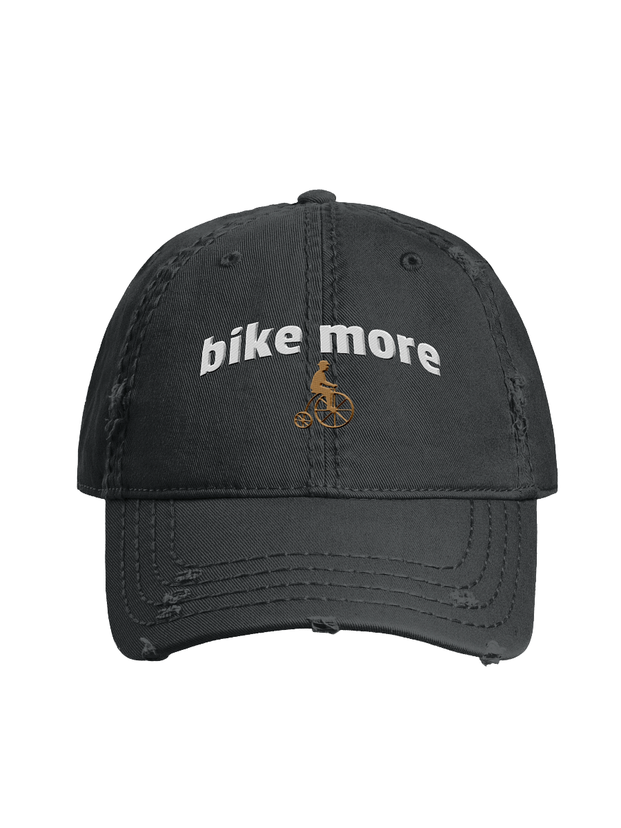 Bike More Embroidered Distressed Hat – Vintage Penny-Farthing Cycling Hat, Retro Bicycle Cap, Bike Lover Gift product image (2)