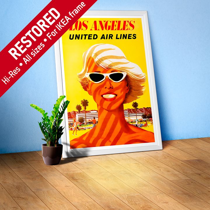 Los Angeles, USA, 1955 — retro vintage travel poster product image (1)