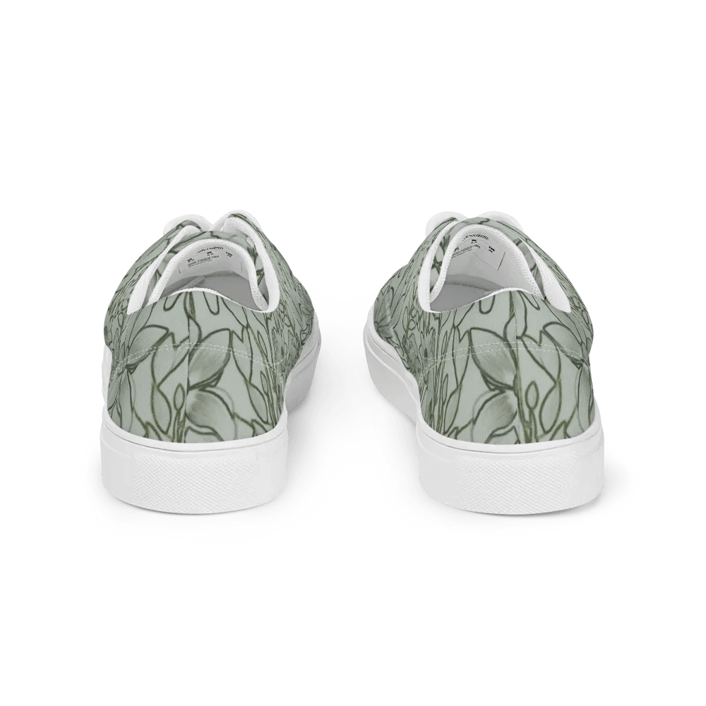 Line art Light Green and Darkgreen Floral/Women's Lace-Up Canvas Shoes by Allcolor product image (12)