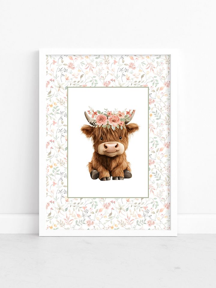 Highland Cow with Watercolor Florals product image (1)