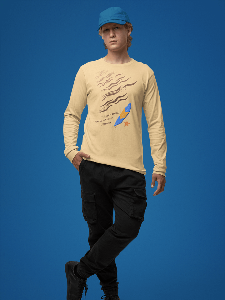 Life Is Better Where Sea Waves Whisper Long Sleeve ( Side -Beach- ) product image (2)