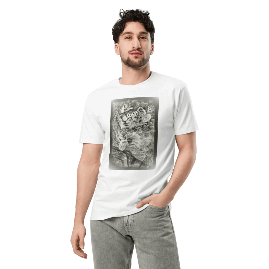 Nashīnasu - 2 Tiger In Love Drawing White T-Shirt product image (3)