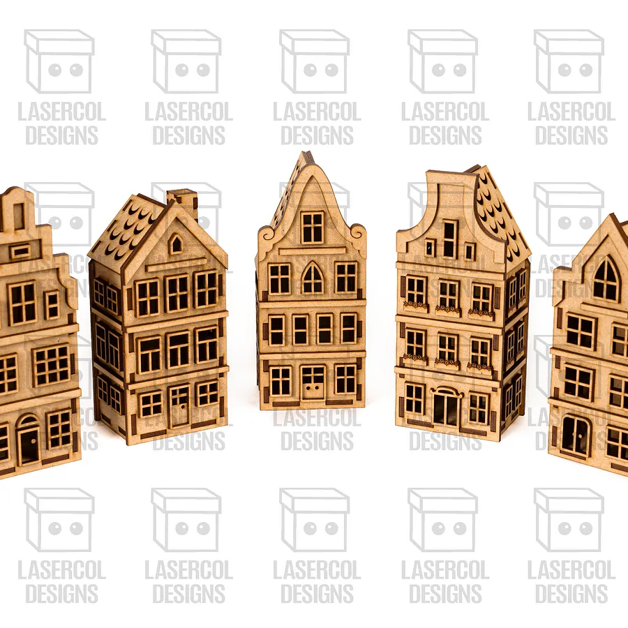 Christmas Houses Set 2 (5 Styles) - Laser Cut Files product image (10)