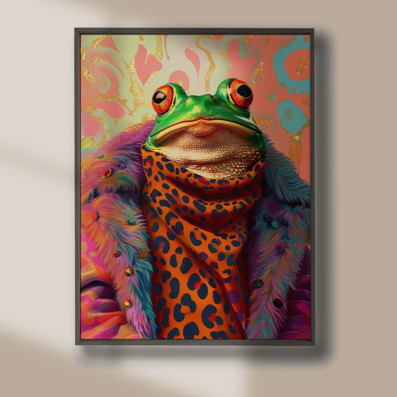 Anthropomorphic Animal Fashion Art DIGITAL Print Set of 6 ~ Frog, Toad, Highland Cow, Hedgehog, Bat, Elephant ~ product image (9)