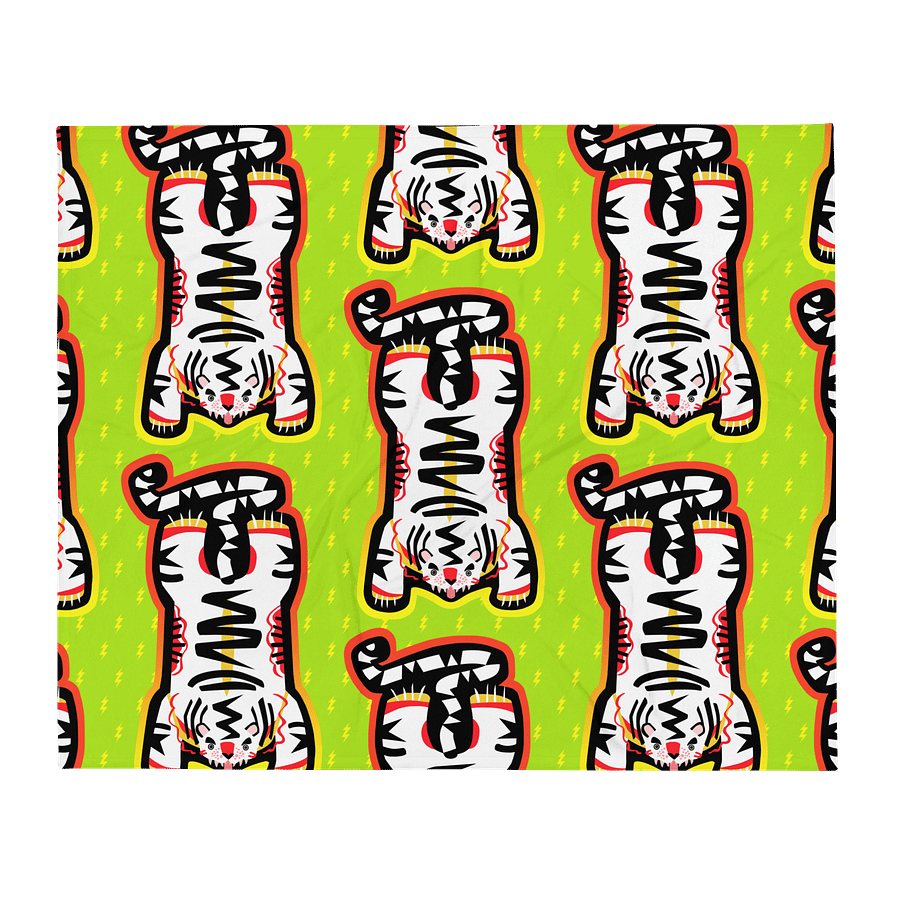 White Electric Tiger Print Blanket on Lime product image (3)