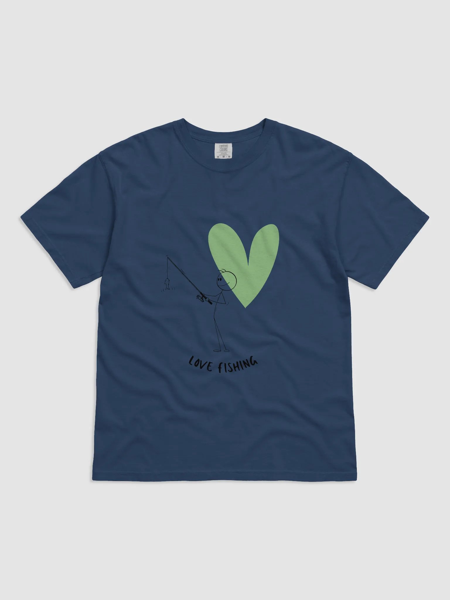 Love Fishing Heart Cartoon Heavyweight T-Shirt product image (1)
