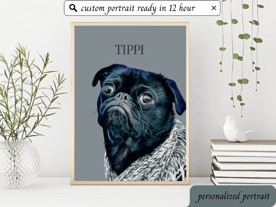 Pet Portrait Custom and Personalized. Pet Dog Wall Art DIGITAL DOWNLOAD, Custom Pet Portrait in Oil Painting Style, Pet Memorial Gift product image (6)