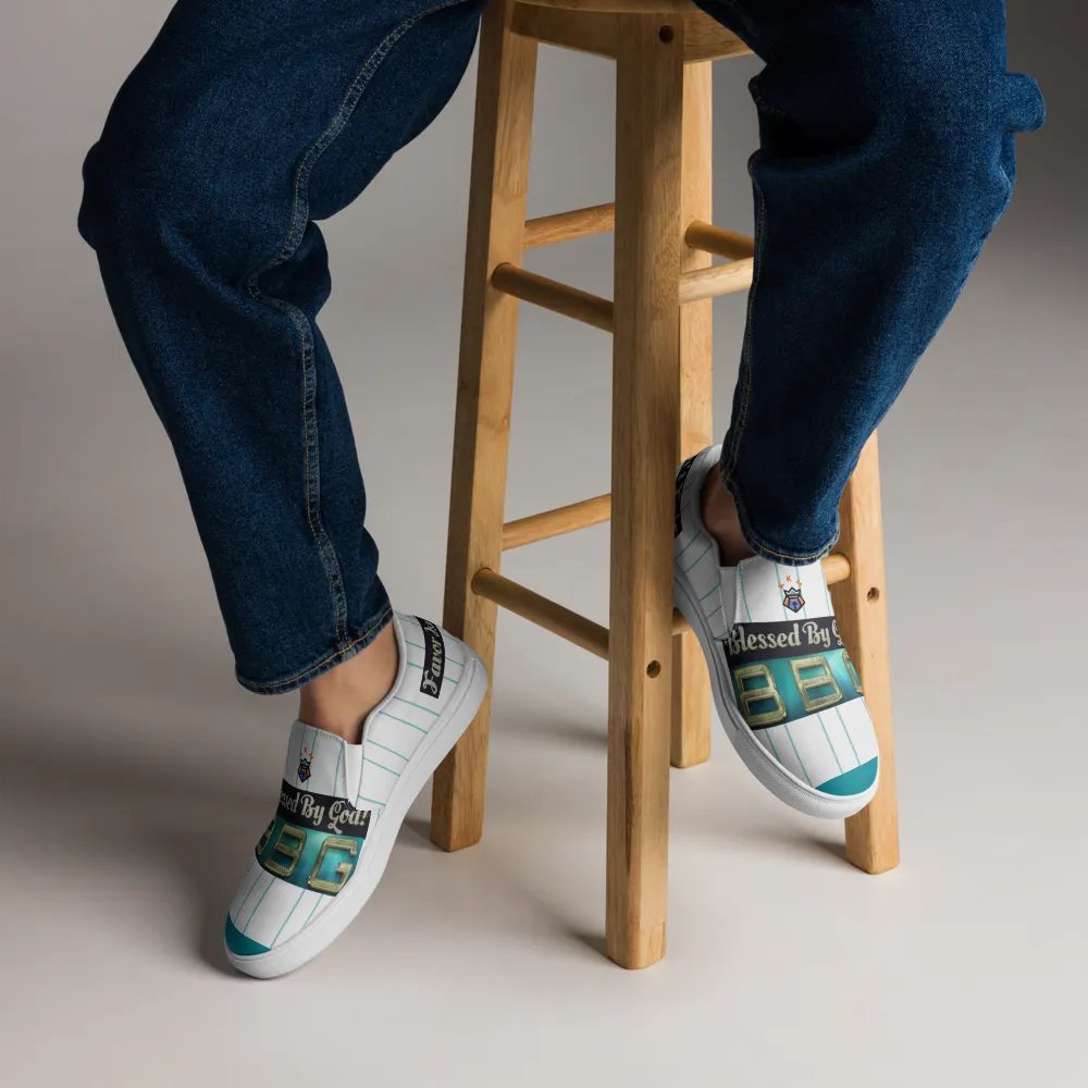 BBG Light Green Striped Men's Slip Ons product image (6)