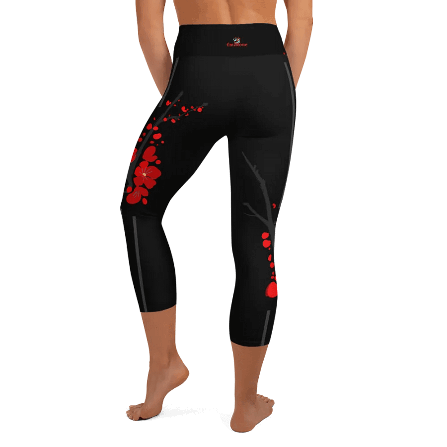 Sakura Blossom Burst - Yoga Print Leggings Black product image (12)
