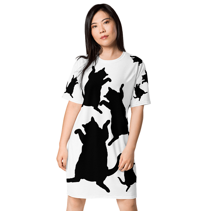 Childless Cat Ladies Run This Country Black and White T-Shirt Dress product image (1)