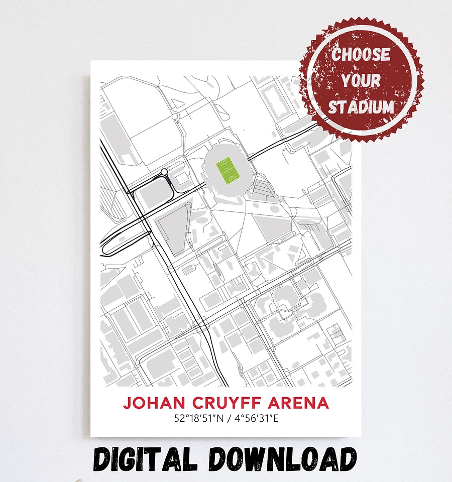 AFC Ajax Stadium Map Design Digital Download product image (1)
