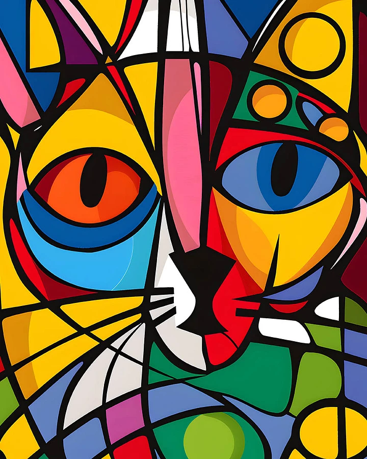 Kaleidoscopic Vision: Colorful Geometric Abstract Cat Matte Poster product image (1)