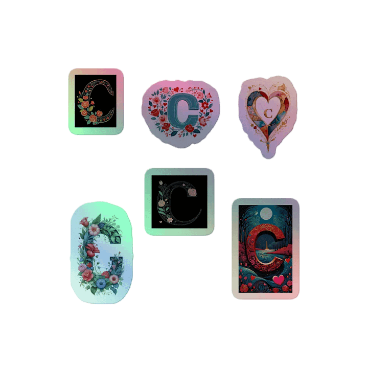 All C's Valentine’s Monogram Holo Sticker Pack product image (2)