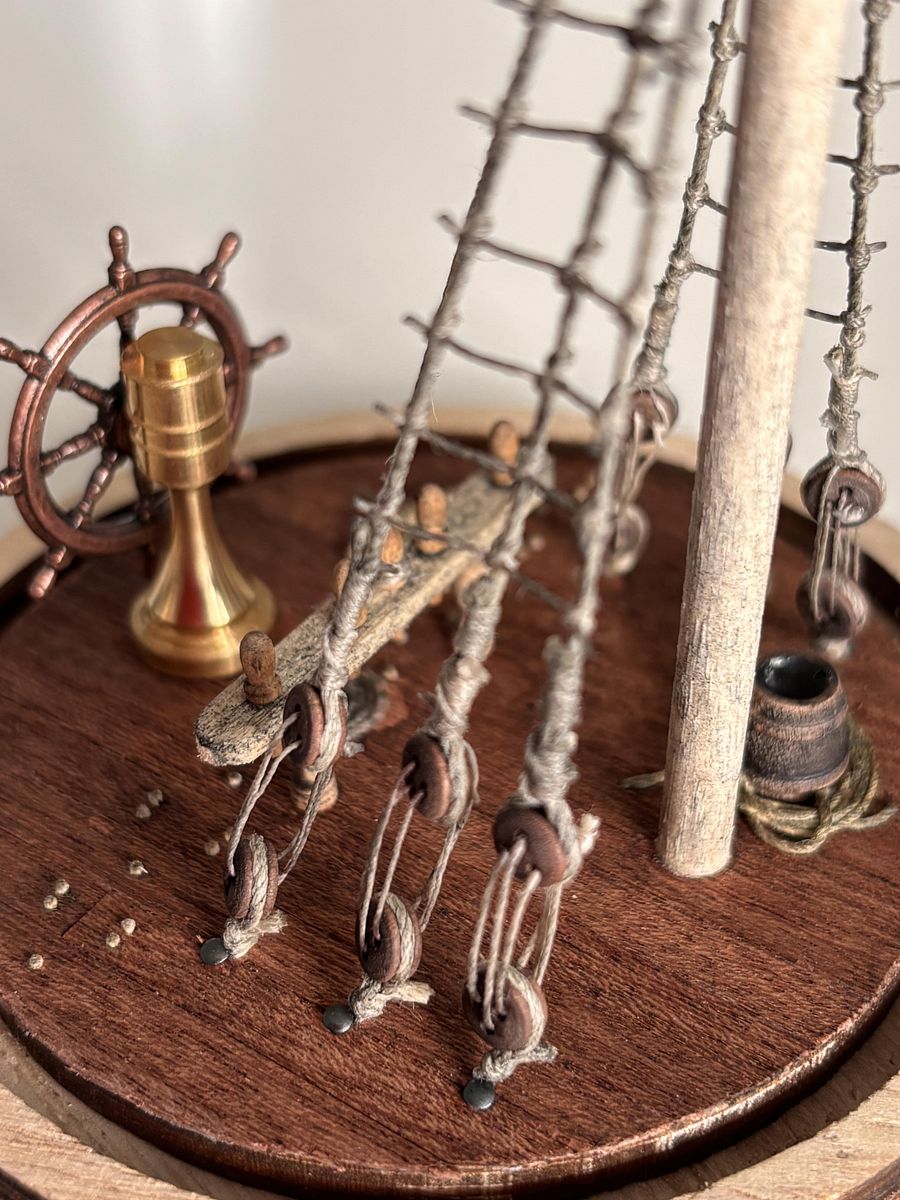 Wooden Diorama: Ship’s Wheel and Mast Section product image (9)