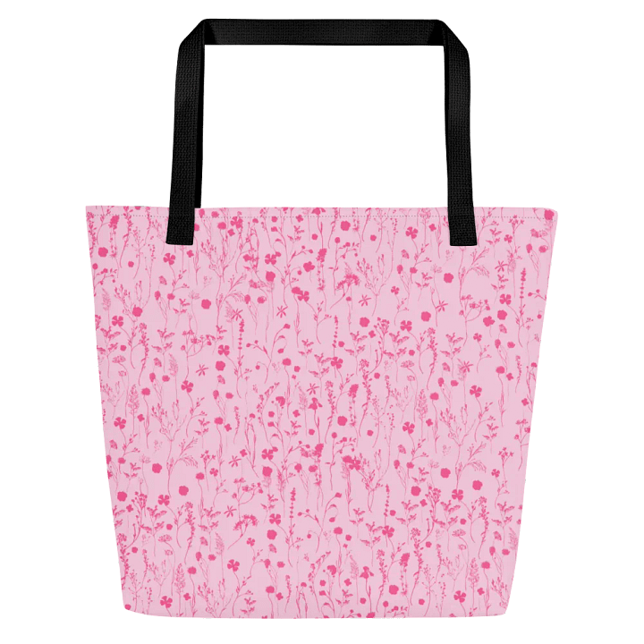 Pink Flower Summer Tote Bag with Inside Pocket for Beach & Shopping product image (1)