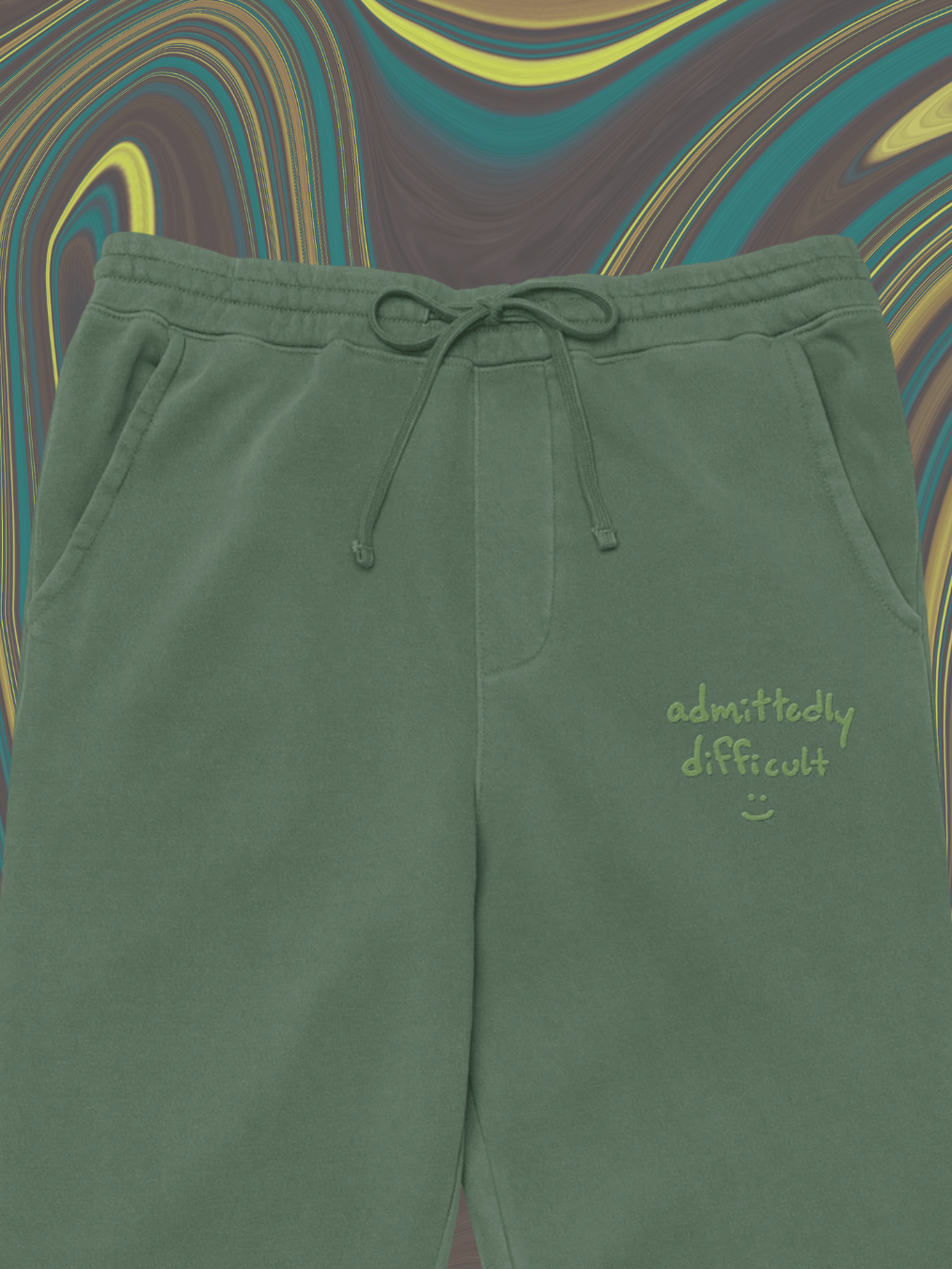 admittedly difficult (green thread) pigment dyed sweatpants product image (1)