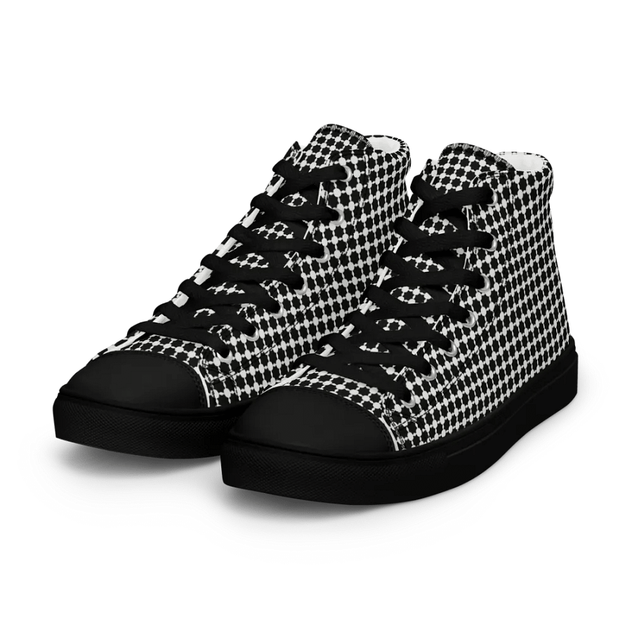 Abstract Black and White Chain Ladies Canvas Shoe High Tops product image (4)
