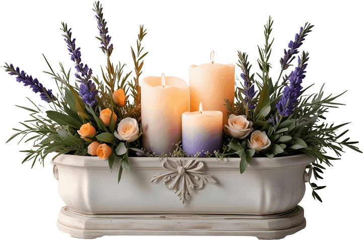 Provence-Inspired Candle and Floral Arrangements, PNG product image (1)