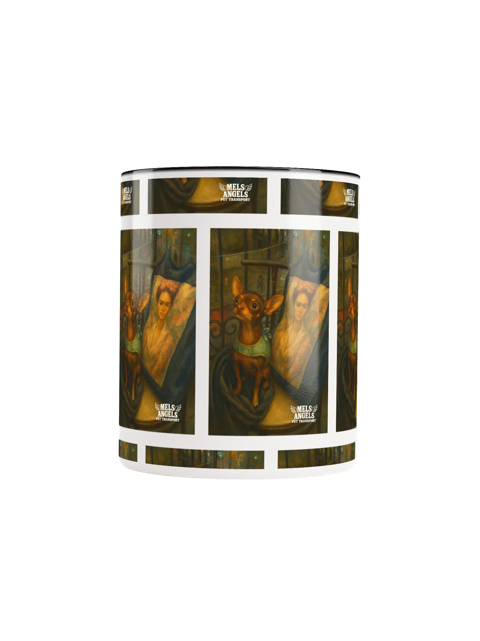 Chihuahua & the Muse — Two-Tone Ceramic Art Mug | Mel’s Angels product image (7)