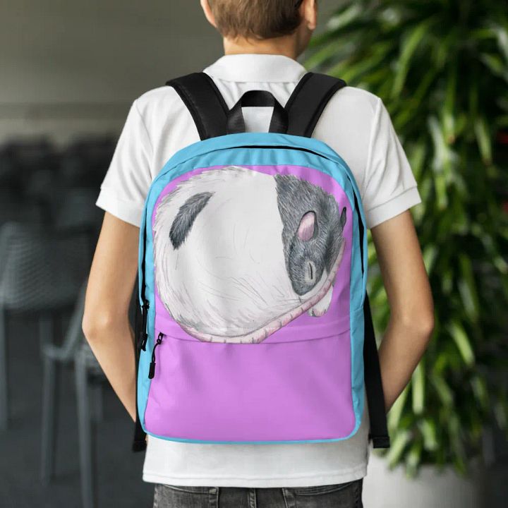black hooded rat sleeping backpack product image (2)