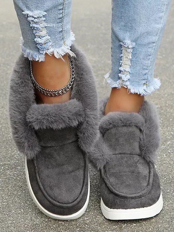 Women Moccasin Faux Fur Lined Slipper Ladies Winter Warm Boots Suede Ankle Shoes product image (1)