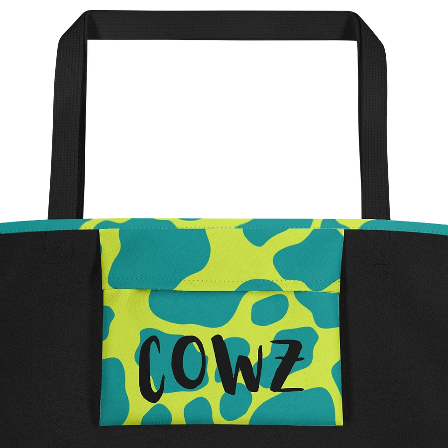 Cow Print Tote bag with Pocket - Green product image (2)