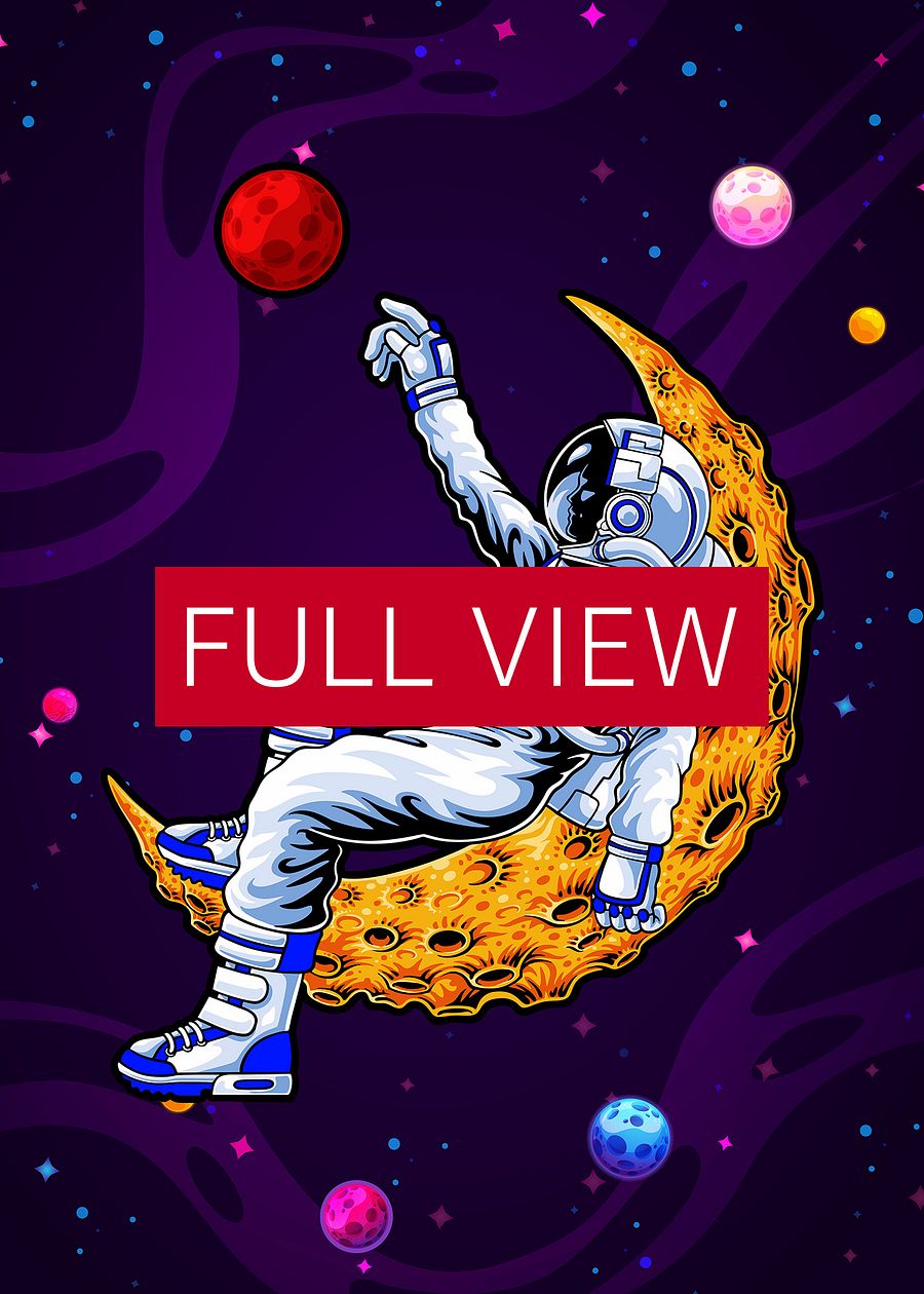 Astronaut and Moon dreaming about Mars — space poster, synthwave space, neon space, aesthetic poster product image (3)
