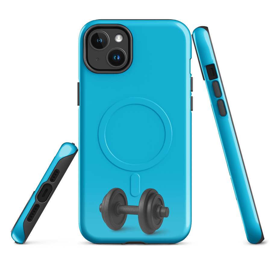 Cyan Magnetic Dumbbell Muscle iPhone® 14, 15, 16 Case product image (1)
