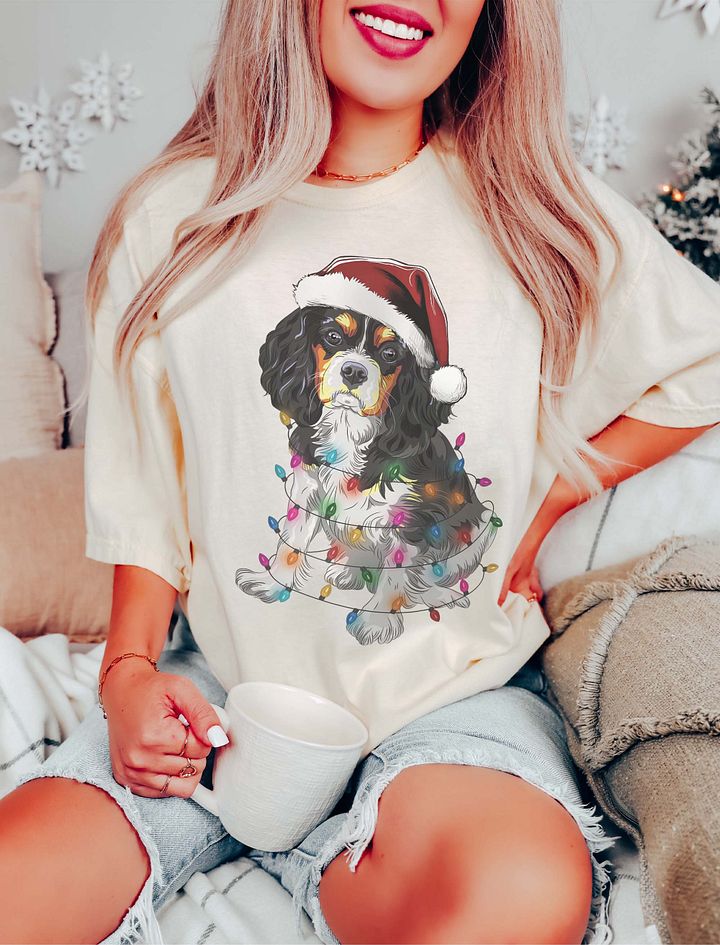 Funny Cavalier King Charles Spaniel(Tricolor) Christmas T-Shirt for Cavalier Spaniel Paw-rents product image (16)