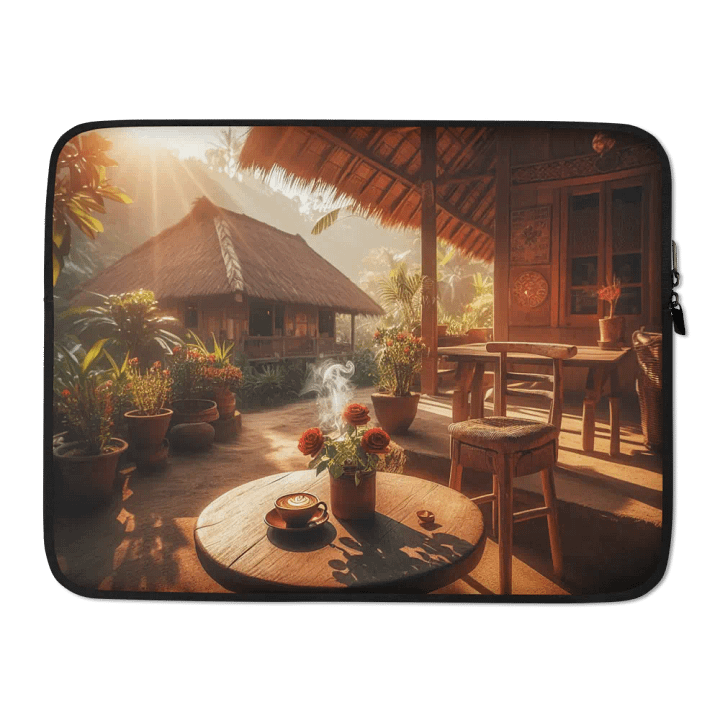Morning Bliss Laptop Sleeve | comfortable village for drinking coffee product image (2)