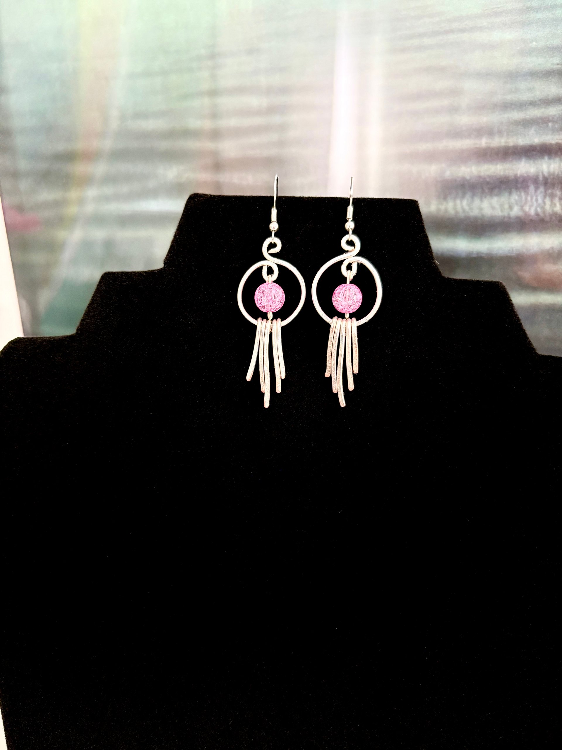 MFD-00245 | October Tourmaline Earrings | Silver-Plated Wire & Sterling Silver Hooks | Handmade Jewelry by Monique Faella Designs™ product image (3)