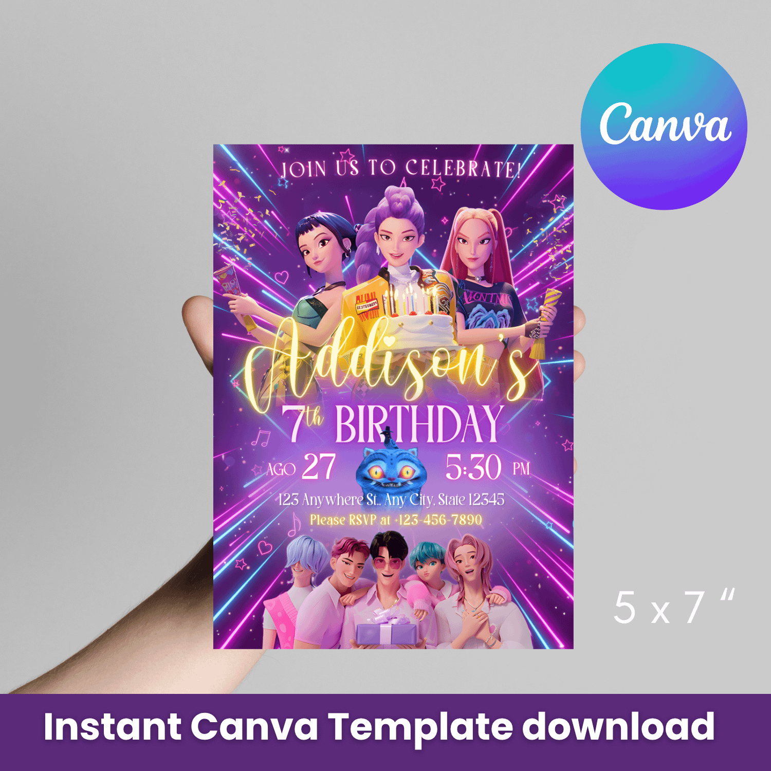 K-Pop Demon Hunter Birthday Invitation product image (10)