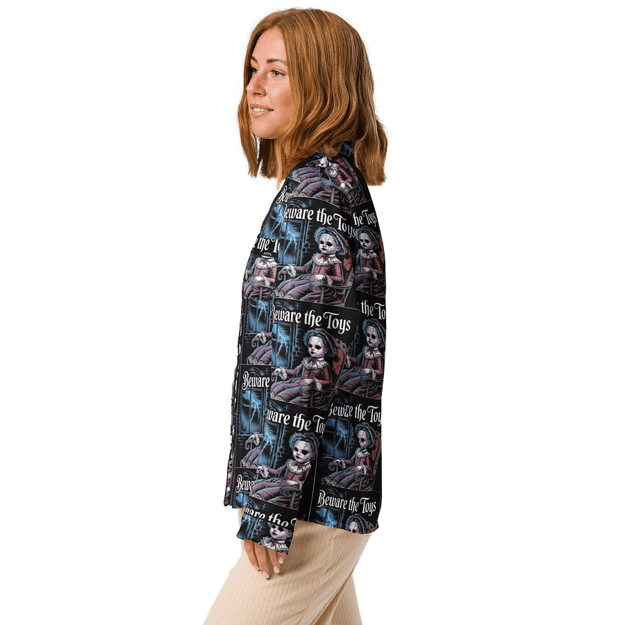 Midnight Veil Designs All-Over Print Women's Long Sleeve Pyjama Top - Beware the Toys product image (4)
