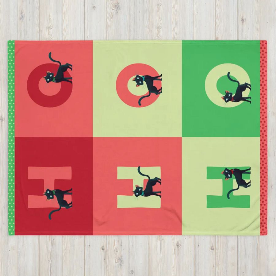 Cute Christmas Black Cat Throw Blanket, Cozy Holiday Cat Blanket 60''x80'' product image (5)
