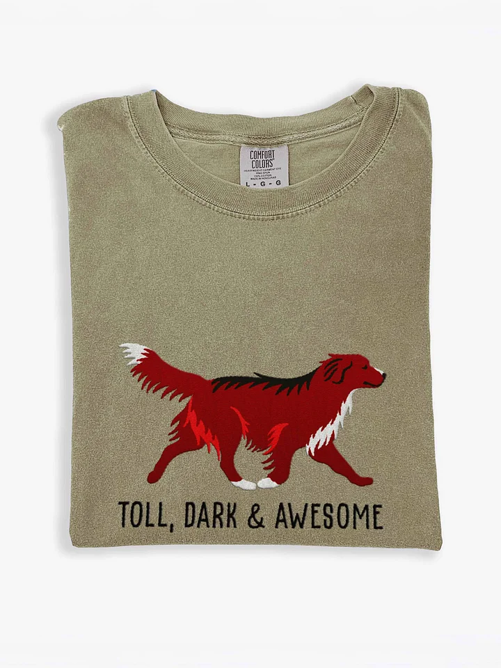 Toll, Dark, and Awesome T-Shirt(Embroidered) of a Nova Scotia Duck Tolling Retriever(Dark Red) product image (1)