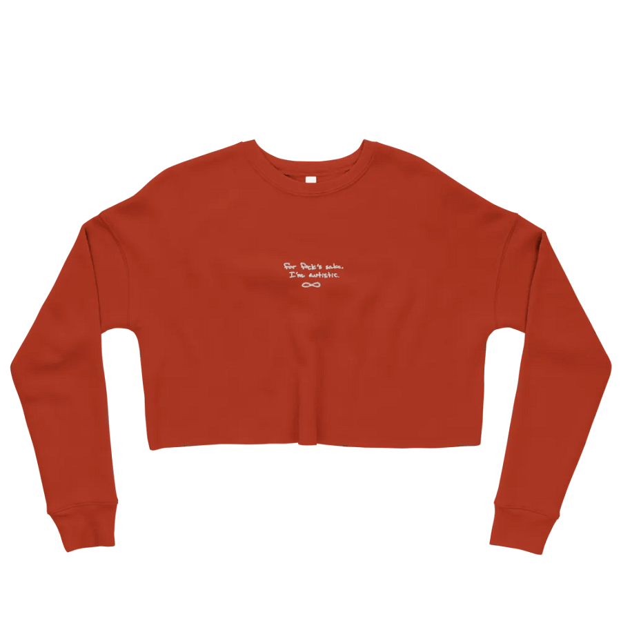 FFS, I'm autistic. (white thread) embroidered fleece cropped crew product image (26)