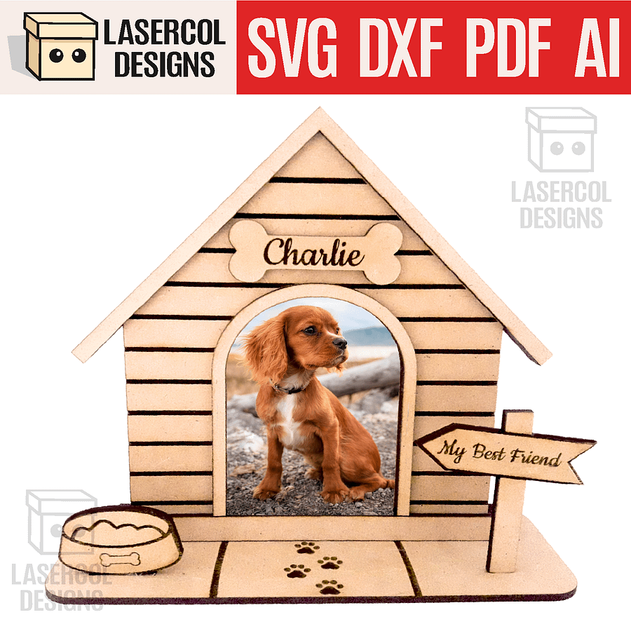 Dog House Photo Frame - Laser Cut Files product image (1)
