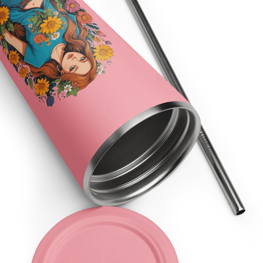 Bloomcore Flower Girl 20 oz Tumbler Cup - Pink - Insulated Tumbler with a Straw - v1 product image (9)