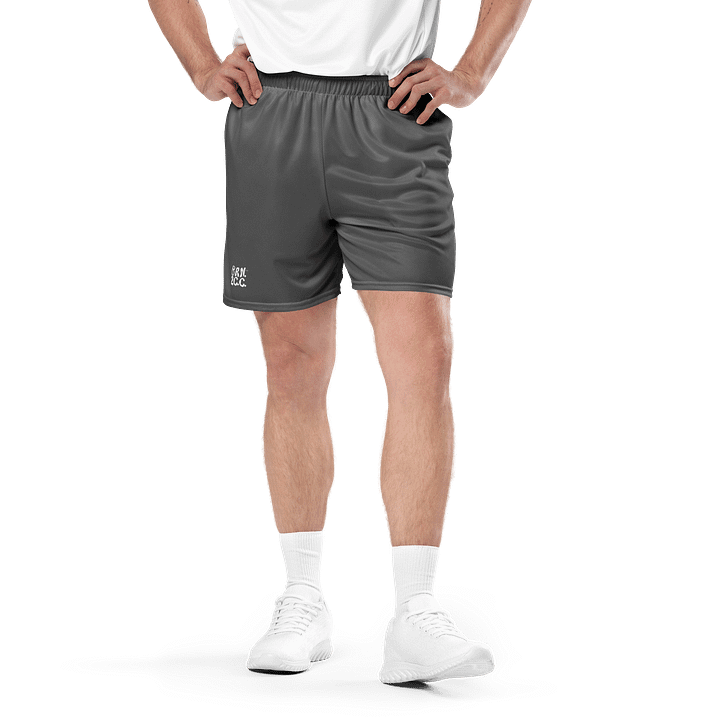 Men's | BRN.2C.C.™ Mesh Shorts | Coastal Cool Meets Sporty Style | Recycled Unisex Activewear 🌊🔥| White Logo on Grey product image (1)