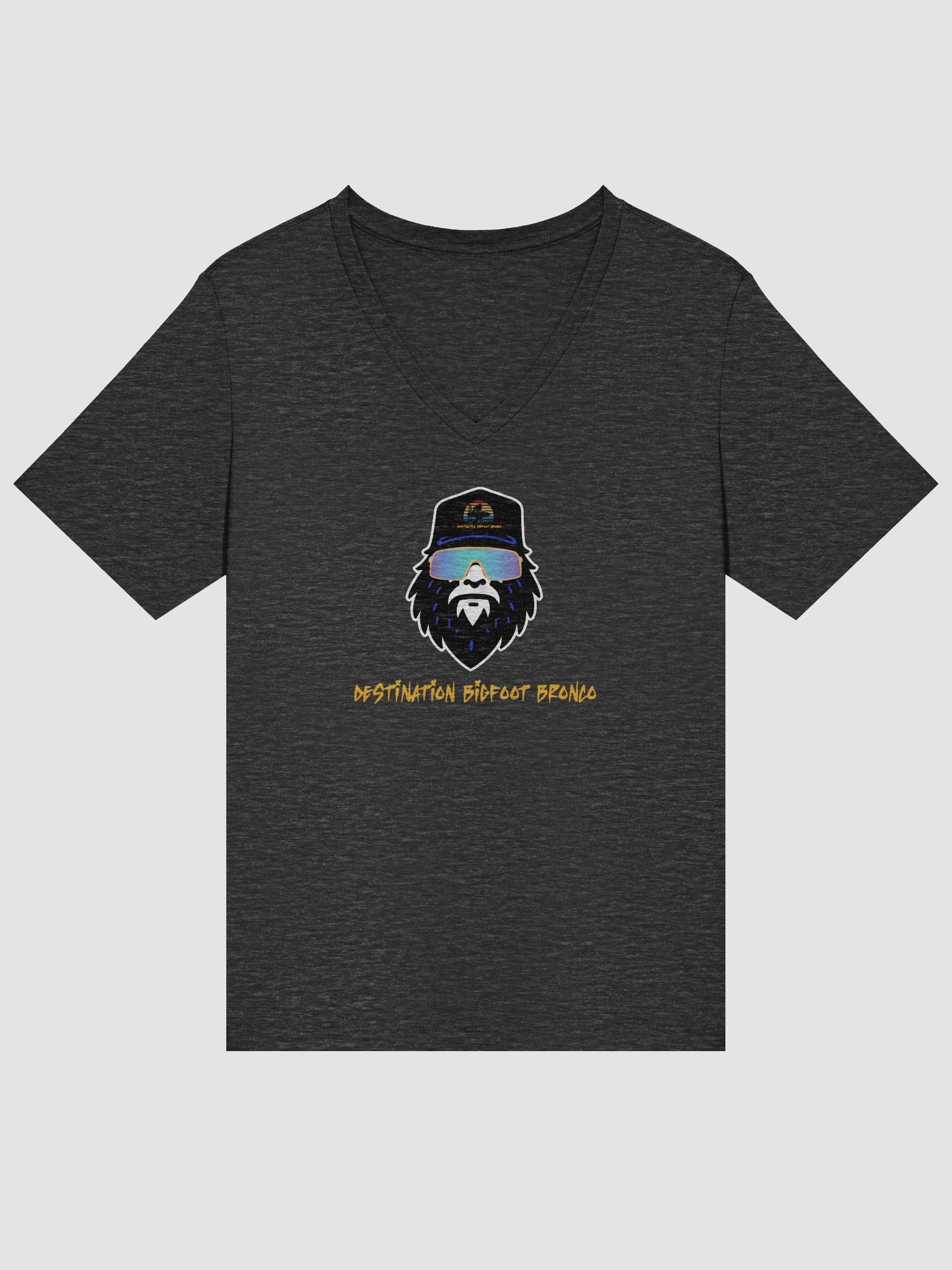 Destination Bigfoot Bronco Bigfoot Logo Bella+Canvas Women's Relaxed V-Neck T-Shirt (Dark Heather Grey) product image (3)
