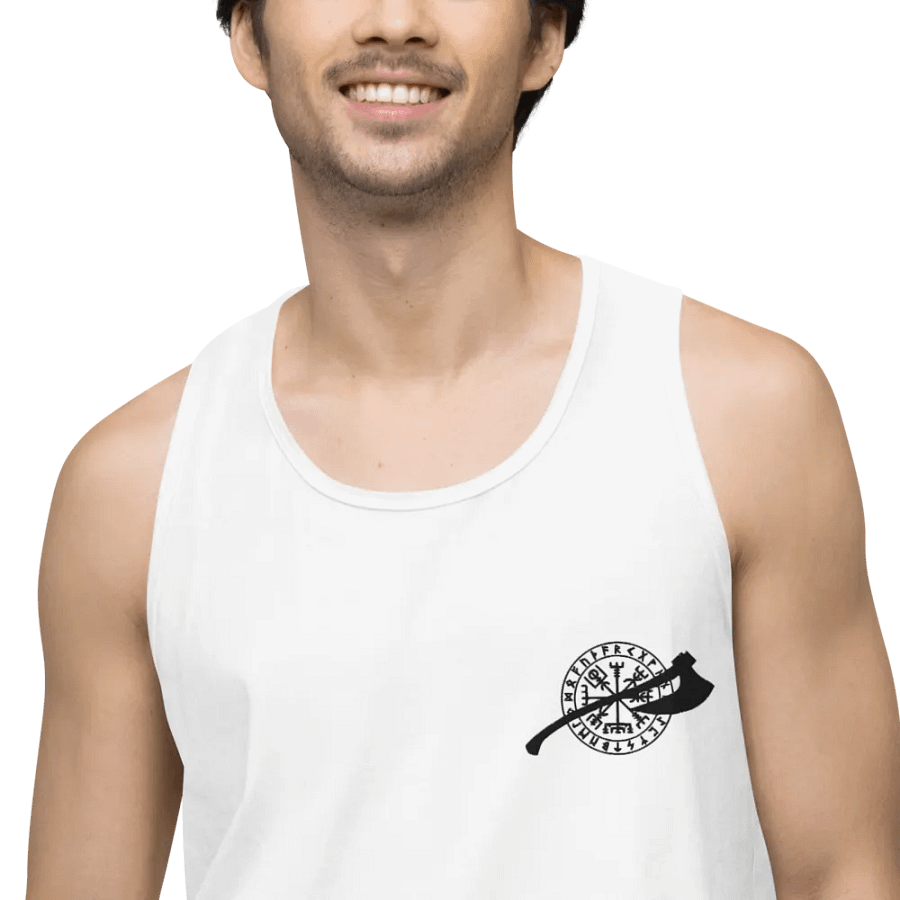 VEGVISIR & AXE - Tank Top Men Black Embroidery product image (1)